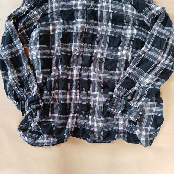 Old Navy The Classic Shirt XXL Gray Flannel Plaid Button Up Long Sleeve Top - Picture 5 of 10